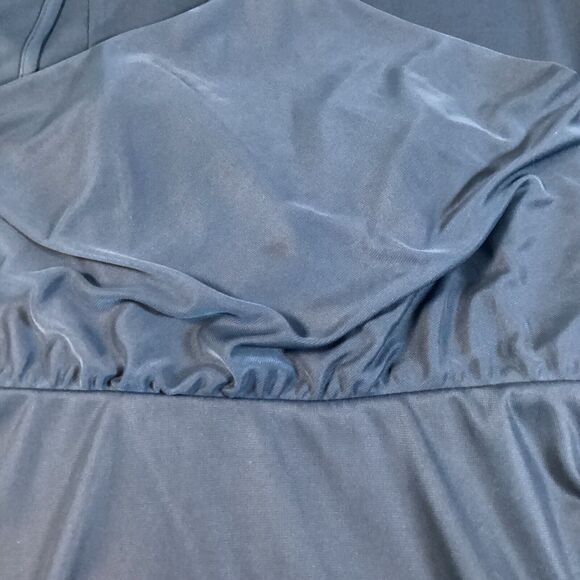 Azazie Flowing Blue Dress Size J16 Floor Length Halter *Read Description* - Picture 4 of 11